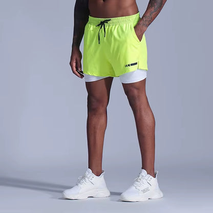 2 in 1 Men'S Sport Running Shorts Quick Dry Mens Jogging Fitness Racing Shorts Soccer Training Track and Field Shorts Marathon