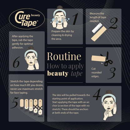Curetape Cinta De Kinesiología Curetape Beauty | Cinta Antiarrugas | Lifting Para Tonificar, Reafirmar Y Tensar La Piel | Venda Piel Sensible | Suave En La Piel Y Resistente Al Agua | 5Cm X 5M
