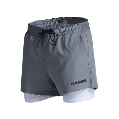 2 in 1 Men'S Sport Running Shorts Quick Dry Mens Jogging Fitness Racing Shorts Soccer Training Track and Field Shorts Marathon