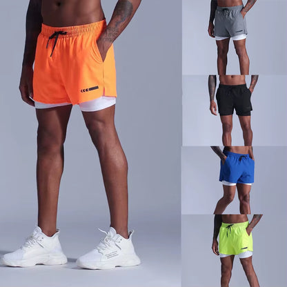 2 in 1 Men'S Sport Running Shorts Quick Dry Mens Jogging Fitness Racing Shorts Soccer Training Track and Field Shorts Marathon