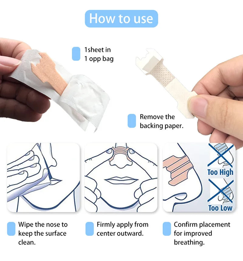 100/50/10Pcs Black Nose Strips Extra Strength Nasal Strips Better Sleeping Non-Invasive anti Snoring Strips Improve Sleeping Aid