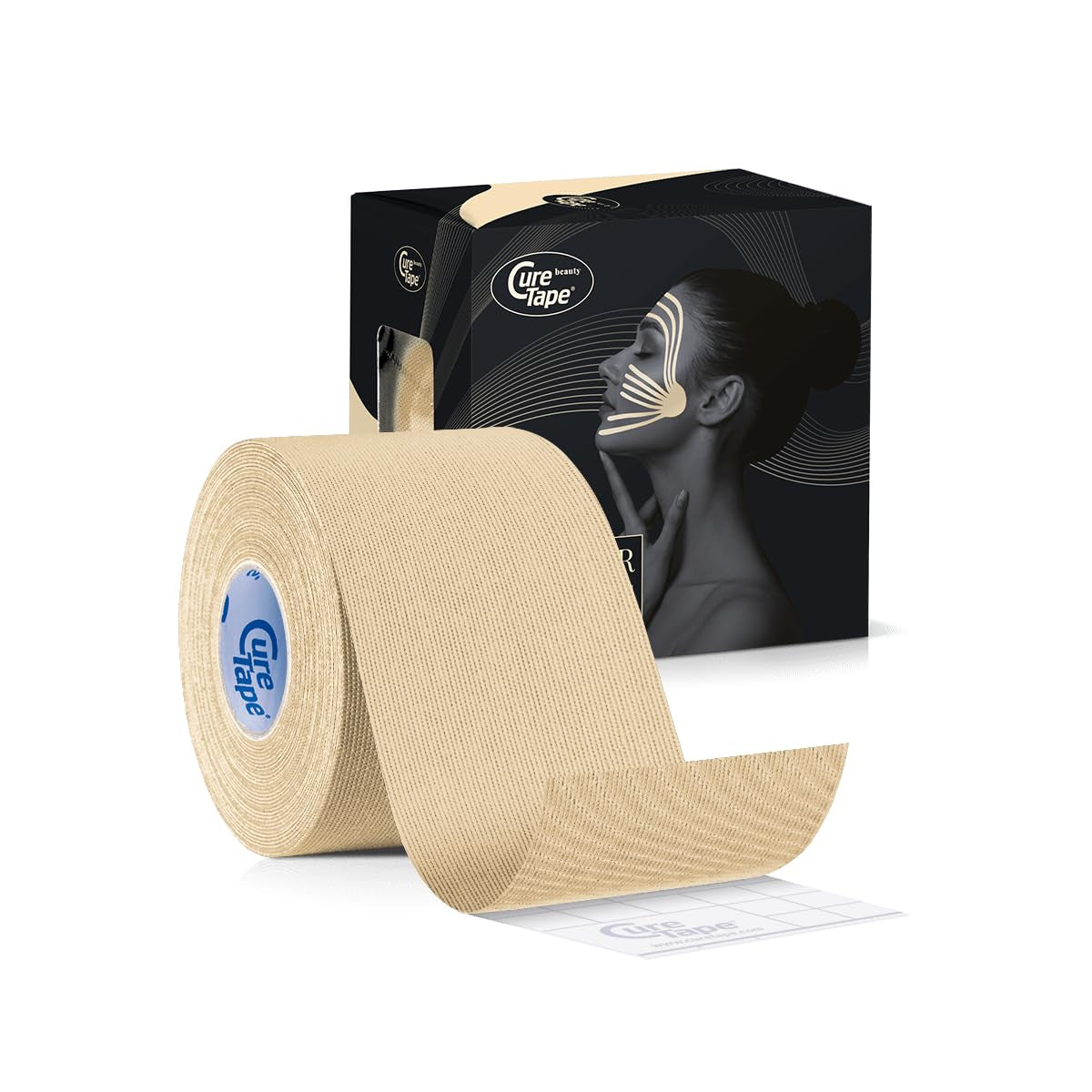 Curetape Cinta De Kinesiología Curetape Beauty | Cinta Antiarrugas | Lifting Para Tonificar, Reafirmar Y Tensar La Piel | Venda Piel Sensible | Suave En La Piel Y Resistente Al Agua | 5Cm X 5M