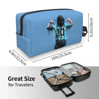 Custom Maradona Toiletry Bag for Women Argentina Soccer Legend 10 Makeup Cosmetic Organizer Ladies Beauty Storage Dopp Kit Case