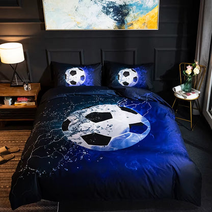 Boys Bedding Set Football Single Twin Bed Sets 3D Black Duvet Cover Queen King Size Child Pillowcase Summer Comforter Bed Sheets