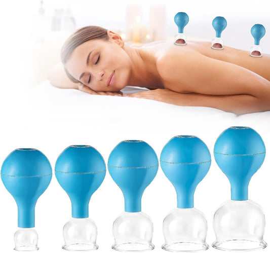 5 Piezas Unidades Juego De Ventosas, Ventosas Fisioterapia Con Bola De Succión, Ventosas Faciales, Ventosas Masaje, Ventosas De Vidrio, Usado Para Faciales O El Cuerpo