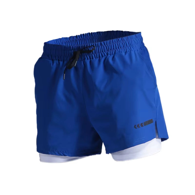 2 in 1 Men'S Sport Running Shorts Quick Dry Mens Jogging Fitness Racing Shorts Soccer Training Track and Field Shorts Marathon