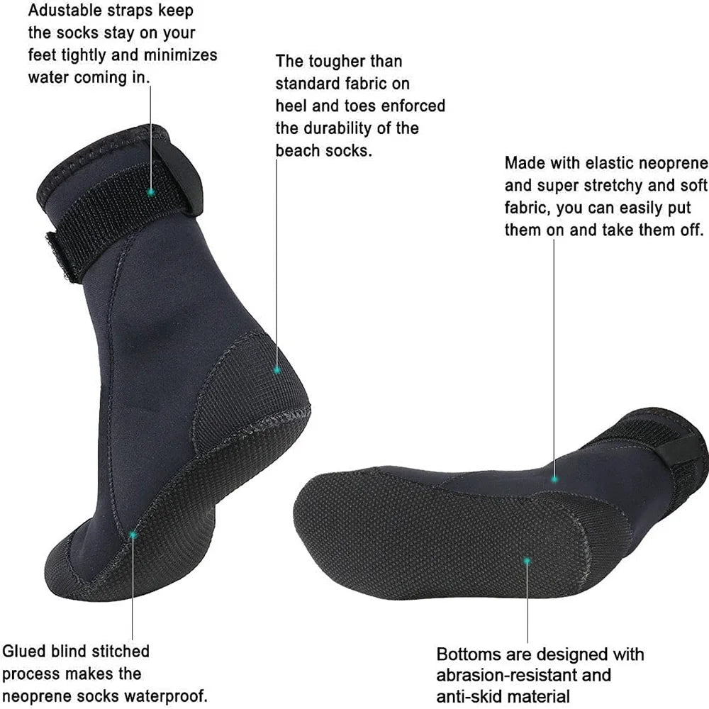 3Mm Neoprene Socks Water Booties Beach Volleyball Sand Soccer Diving Swimming Surfing Snorkeling Fishing Wading Kayaking Rafting