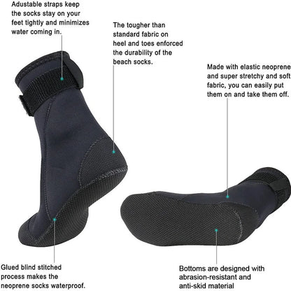 3Mm Neoprene Socks Water Booties Beach Volleyball Sand Soccer Diving Swimming Surfing Snorkeling Fishing Wading Kayaking Rafting