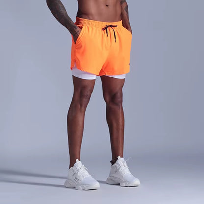 2 in 1 Men'S Sport Running Shorts Quick Dry Mens Jogging Fitness Racing Shorts Soccer Training Track and Field Shorts Marathon