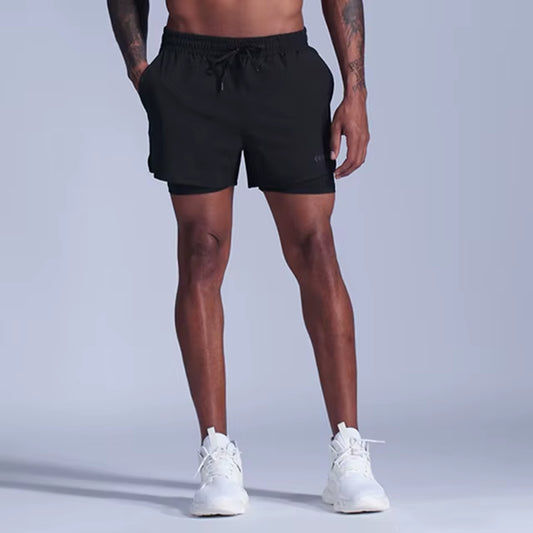 2 in 1 Men'S Sport Running Shorts Quick Dry Mens Jogging Fitness Racing Shorts Soccer Training Track and Field Shorts Marathon